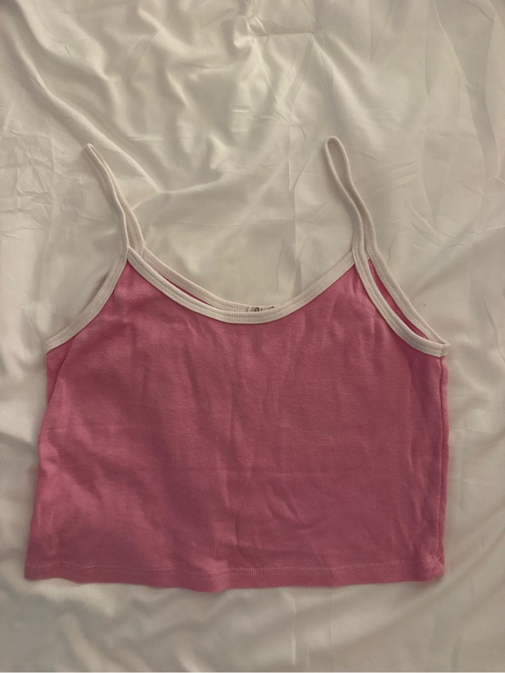 Brandy Melville Pink Cropped Tank with White Trim